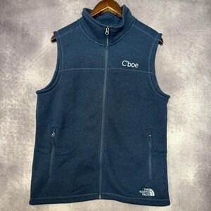 The North Face Vest Men's Medium Fleece Sweater Full Zip Pockets Custom**